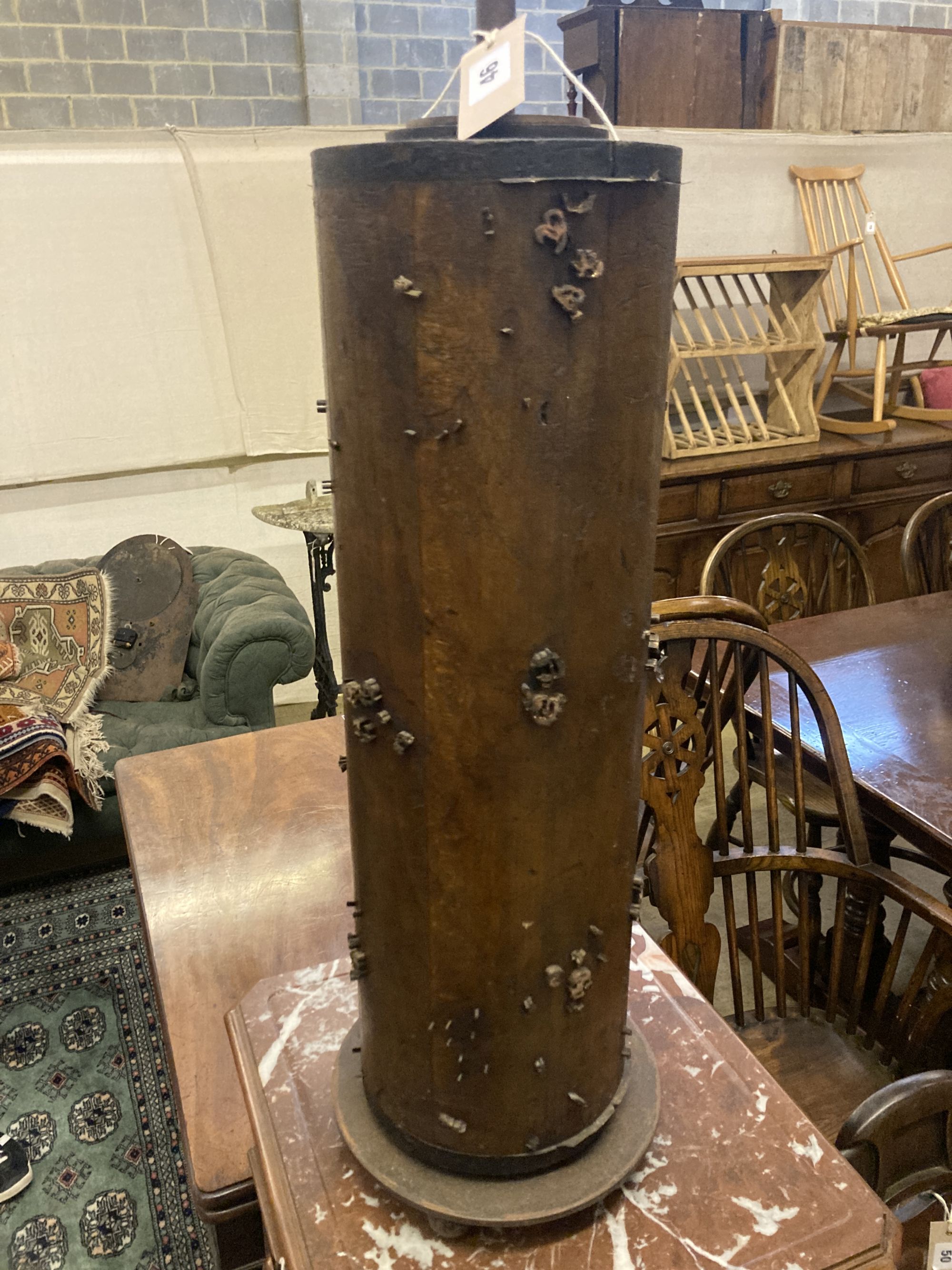A printers block table lamp, height 76cm